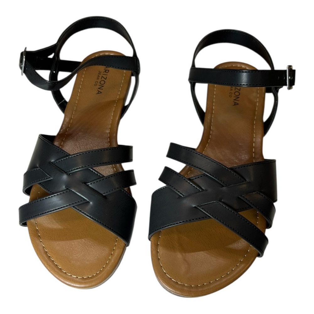 Arizona Jean Company Women's Black and Tan Sandals NEW